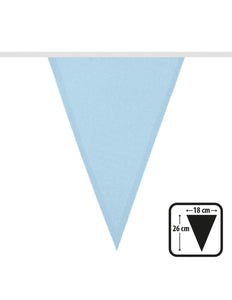 Lichtblauwe polyester vlaggenlijn 6 meter babyshower