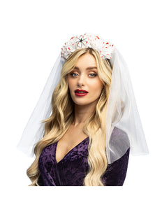 Witte horror-diadeem met sluier