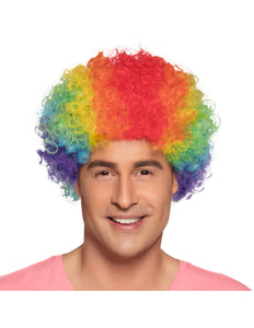 Boland Clown pruik krullen Pop veelkleurig