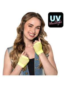 Boland Korte neongele mesh handschoenen dames (pols)