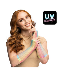 Boland Lange regenboog mesh handschoenen dames (elleboog)