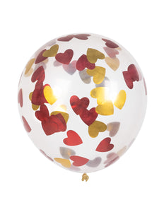 Boland Set 5 confettiballonnen Hartjes rood/goud