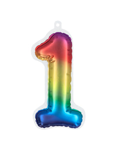 Boland Sticker Folieballon '1' regenboog