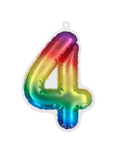 Boland Sticker Folieballon '4' regenboog