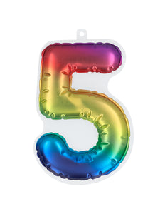 Boland Sticker Folieballon '5' regenboog