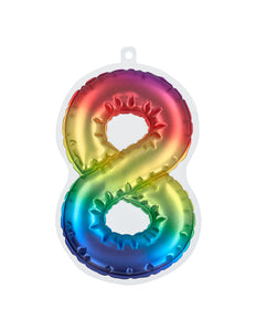 Boland Sticker Folieballon '8' regenboog