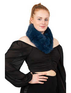 PartyXplosion Nep bont sjaal petrol met clip