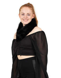 PartyXplosion Nep bont sjaal zwart met clip