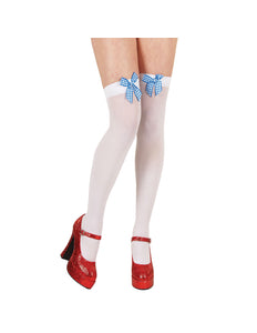 Wicked Costumes Hoge kousen wit met geblokte strik