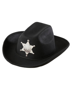 Widmann SRL cowboyhoed zwart met sheriff ster kind