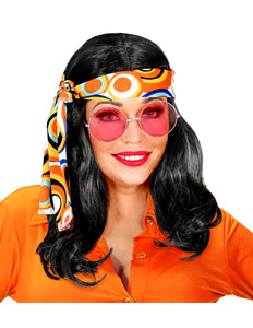 Widmann SRL Disco pruik hippie met hoofdband zwart