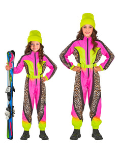 Widmann SRL Fout ski pak snowboarder luipaard roze/geel kind