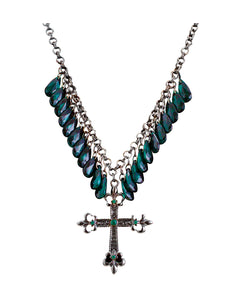 Widmann SRL Groene gothic ketting met kruis