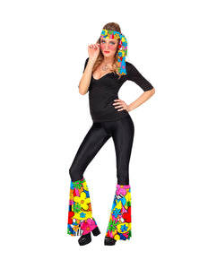 Widmann SRL Hippie verkleedset jaren 70 kleurrijk met bloemenbeenwarmers en hoofdband