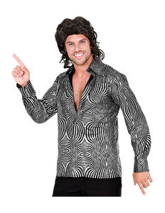 Widmann SRL Jaren 70 disco shirt zilver heren