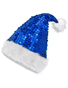 Widmann SRL Kerstman muts pluche en pailletten blauw Lotte