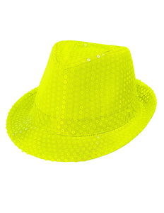 Widmann SRL Neon gele hoed met glitters