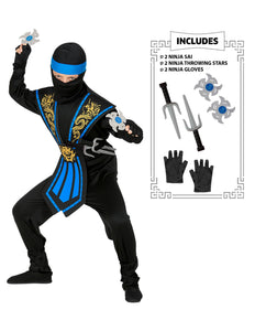 Widmann SRL Ninja pak kinderen Kombat blauw