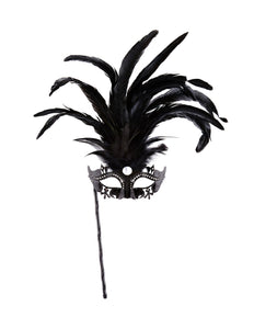 Widmann SRL Oogmasker met veren op stokje