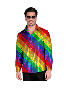 Widmann SRL Paillettenshirt heren regenboog