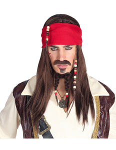 Widmann SRL Pruik Caribische piraat met toebehoren
