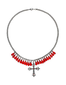 Widmann SRL Rode gothic ketting met kruis