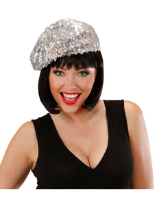 Widmann SRL Zilveren baret pailletten glitter muts