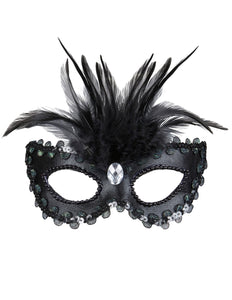 Widmann SRL Zwarte baronessen oogmaskers met veertjes