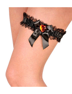 Widmann SRL Zwarte kousenband met rode steen