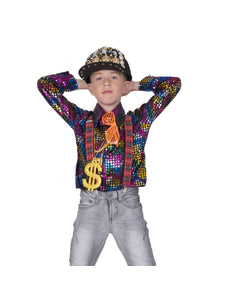 Funny Fashion Disco glitter shirt Sem regenboog kleuren kinderen