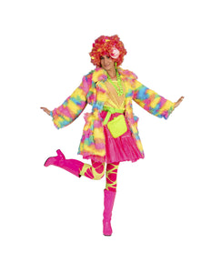 Funny Fashion Fuzzy nep bontjas Nina in regenboog kleuren