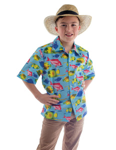 Funny Fashion Hawaii shirt Daan met vis print kinderen