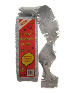 PartyXplosion Crêpe guirlande zilver 24 mtr.