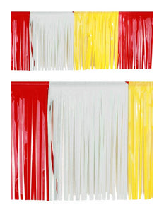 PartyXplosion Slierten folie guirlande rood/wit/geel 6 mtr