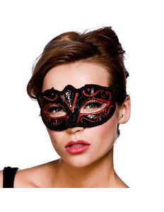 Wicked Costumes Oogmasker Verona zwart met glitters