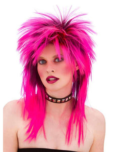 Wicked Costumes Rocker pruik neon roze 80-jaren