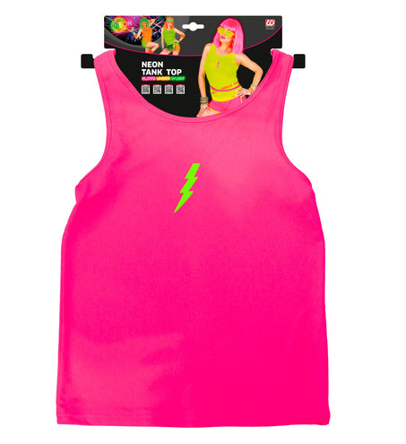 Neon roze tanktop compleet, foute party fluo top dames