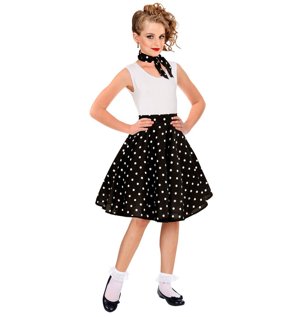 Holly jaren 50 rok zwart kind gedragen - polka dot rock n roll rok meisjes