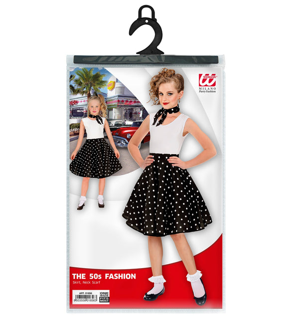 Jaren 50 rok zwart Holly achterkant - zwarte polka dot rockabilly rok meisjes