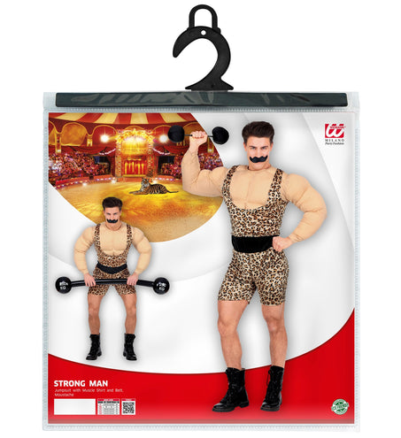 Sterke man kostuum compleet met spierbundel, gewichtheffer bodybuilder outfit