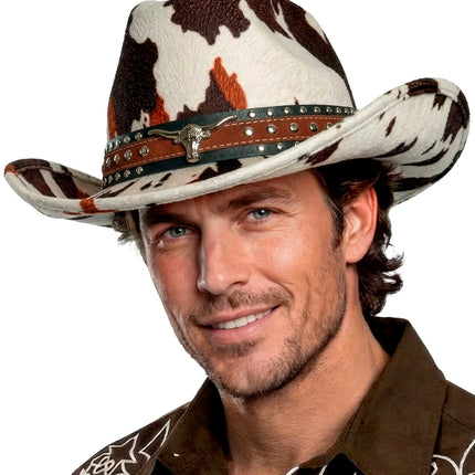 Cowboy hoed Montana dierenprint koeienprint sfeerbeeld – verkleedkleding