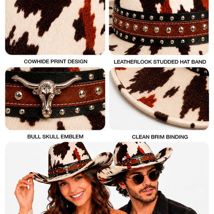 Cowboy hoed Montana dierenprint koeienprint close-up – verkleedkleding