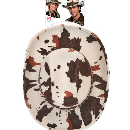Cowboy hoed Montana dierenprint koeienprint zijaanzicht – verkleedkleding