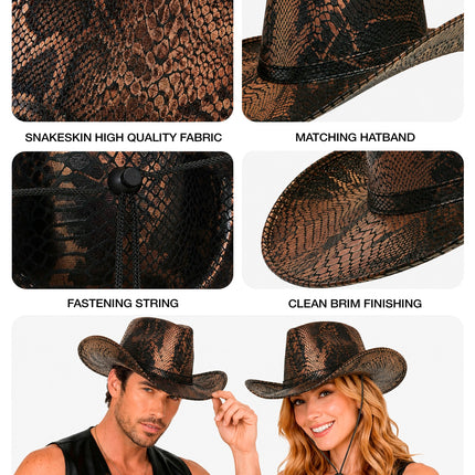 Cowboy hoed dierenprint Python totaalbeeld – verkleedkleding