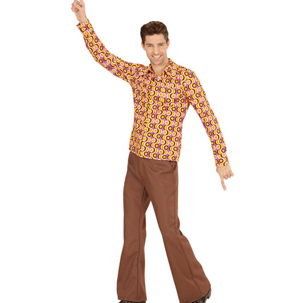 Disco hemd jaren 70 langspeelplaat gedragen, retro groovy seventies overhemd heren