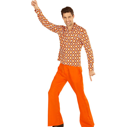 Disco hemd jaren 70 gedragen, retro seventies groovy overhemd heren