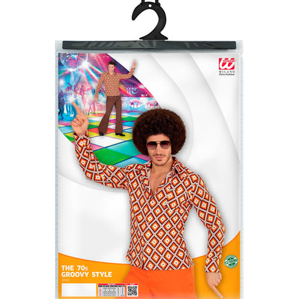 Jaren 70 disco hemd Groovy compleet geruit, retro seventies overhemd heren