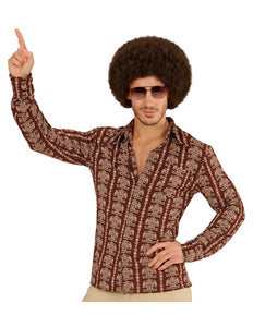Jaren 70 disco hemd Groovy old school, retro seventies overhemd heren vooraanzicht