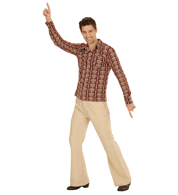 Disco hemd jaren 70 old school gedragen, retro groovy seventies overhemd heren
