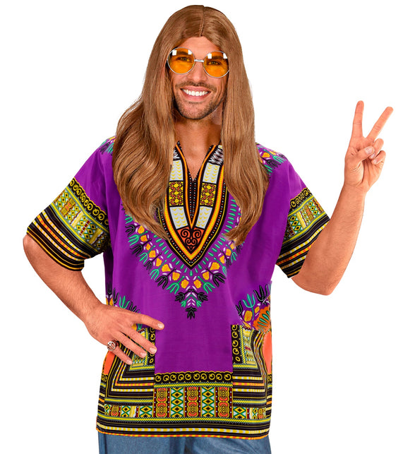 Dashiki shirt Jimmy paars - Afrikaans verkleedshirt met traditionele print